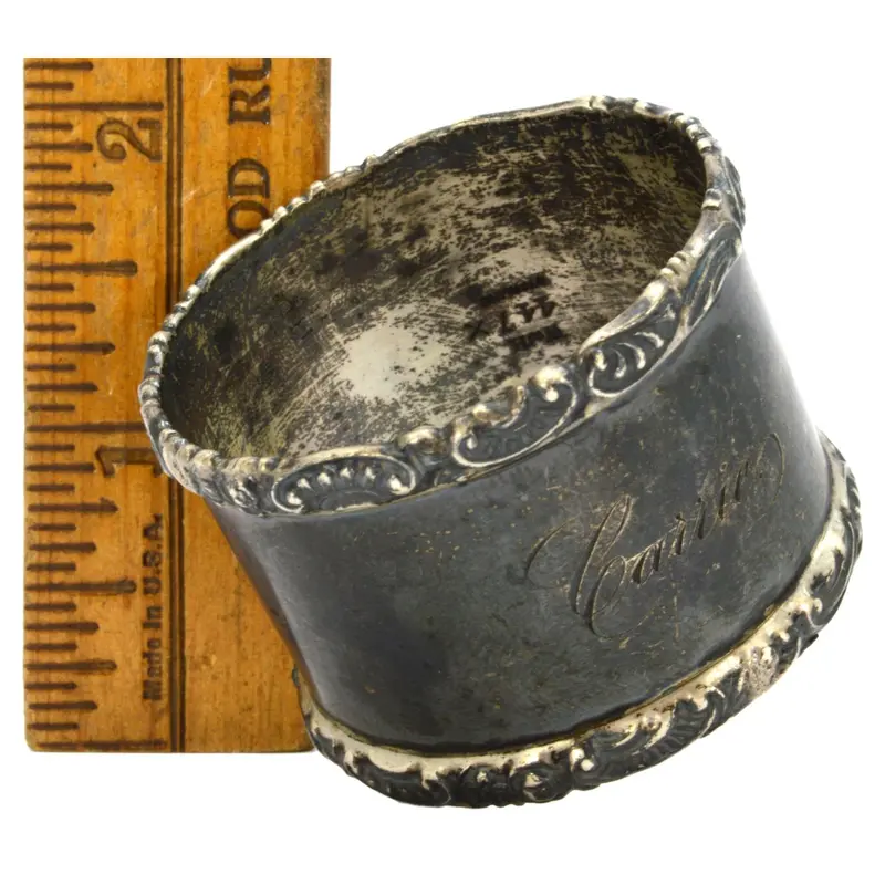 Vintage Sterling Silver Napkin Ring – Walker & Hall (‘W&H’) Marked, Inscribed ‘CARRIE’, 35.6g