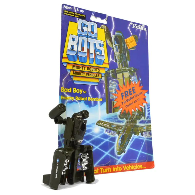 Vintage Tonka Gobots Bad Boy #55 Enemy Bomber Airplane Robot with Original Cardback