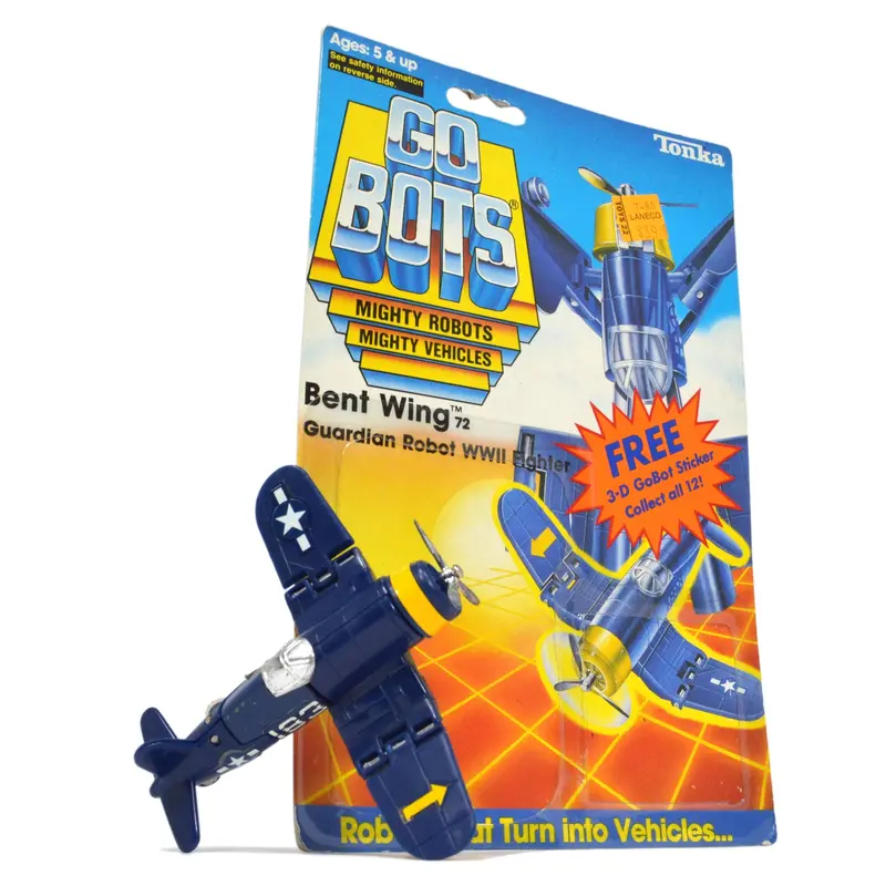 Vintage Tonka Gobots Bent Wing #XX Guardian WWII-Era Fighter Plane Robot with Original Cardback