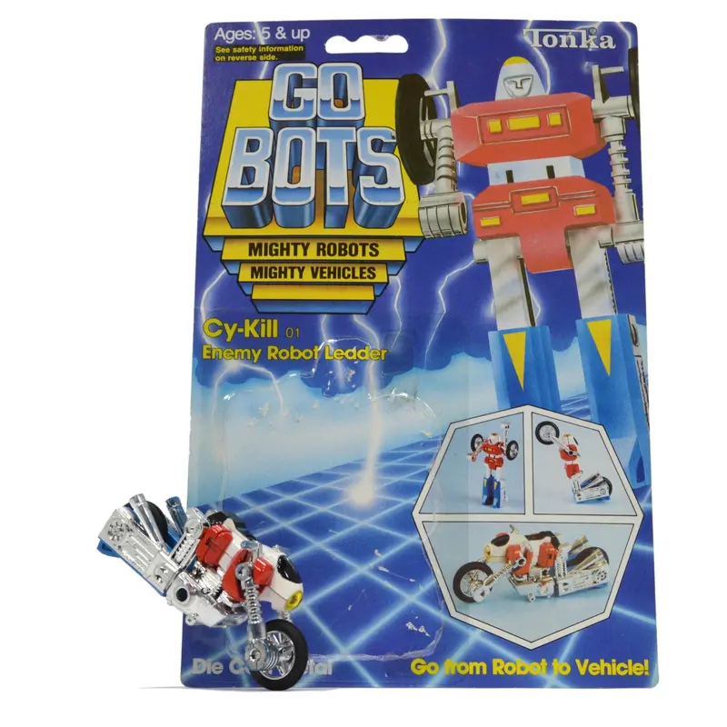 Vintage Tonka Gobots Cy-Kill #01 Early Enemy Robot Figure – Fully Assembled with Original Cardback