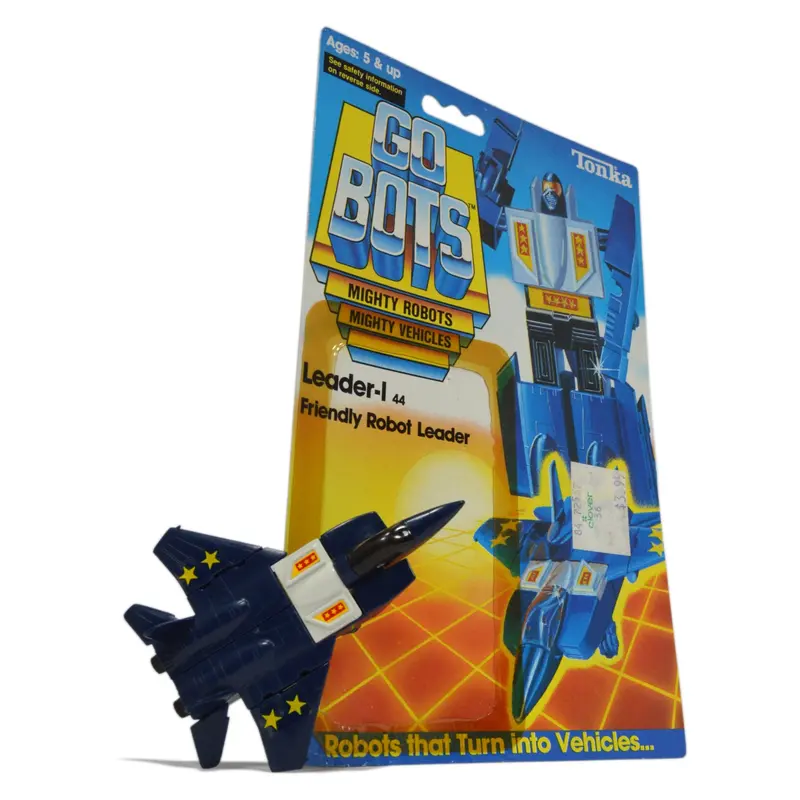 Vintage Tonka Gobots Leader-1 #44 Blue MR-25 Jet Plane Robot with Original Cardback