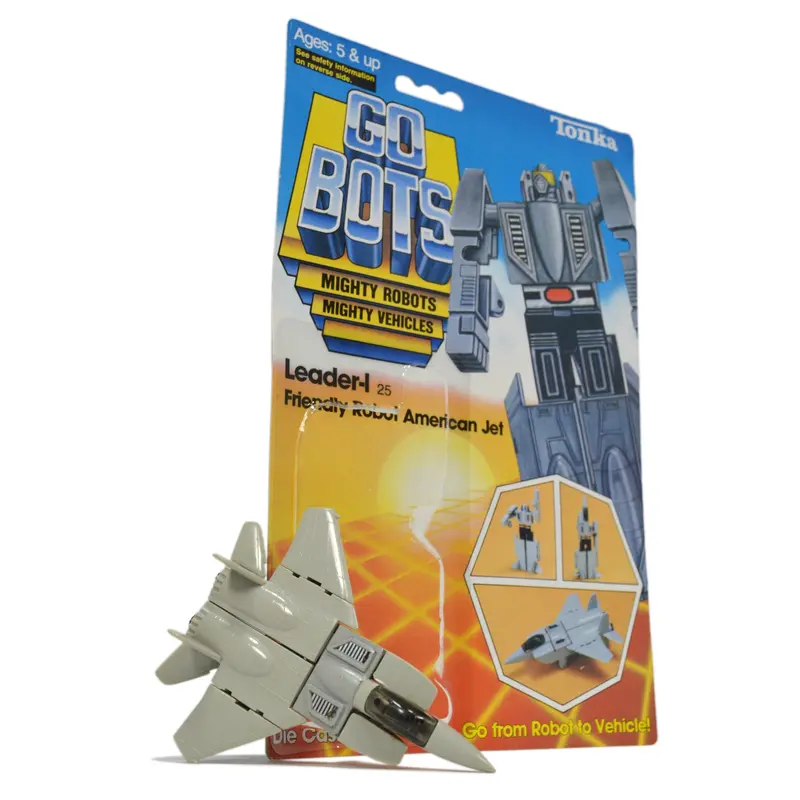 Vintage Tonka Gobots Leader-1 Gray MR-25 Jet Plane Robot – 1983 Edition with Original Cardback