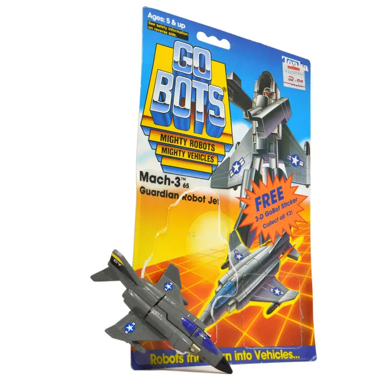 Vintage Tonka Gobots Mach-3 #65 Guardian Jet Fighter Transforming Robot with Original Cardback