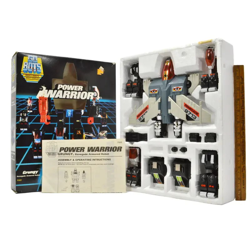 Vintage Tonka Gobots Power Warrior Grungy #7322 – Factory-Sealed Box with Original Instructions