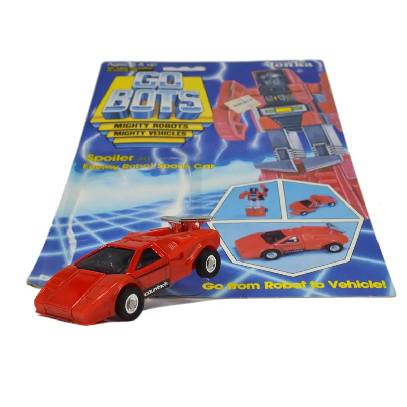 Vintage Tonka Gobots Spoiler #20 Enemy Red Sports Car Robot with Original Cardback