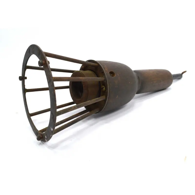 Vintage Workshop Extension Light — Medieval-Style Torch Design in Wood and Iron