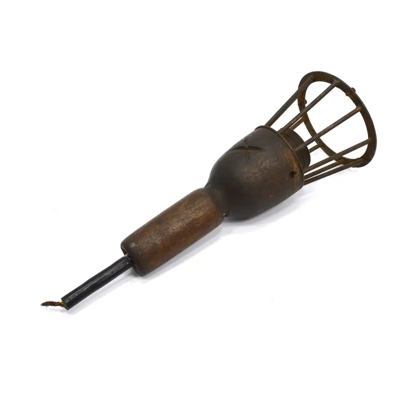 Vintage Workshop Extension Light — Medieval-Style Torch Design in Wood and Iron