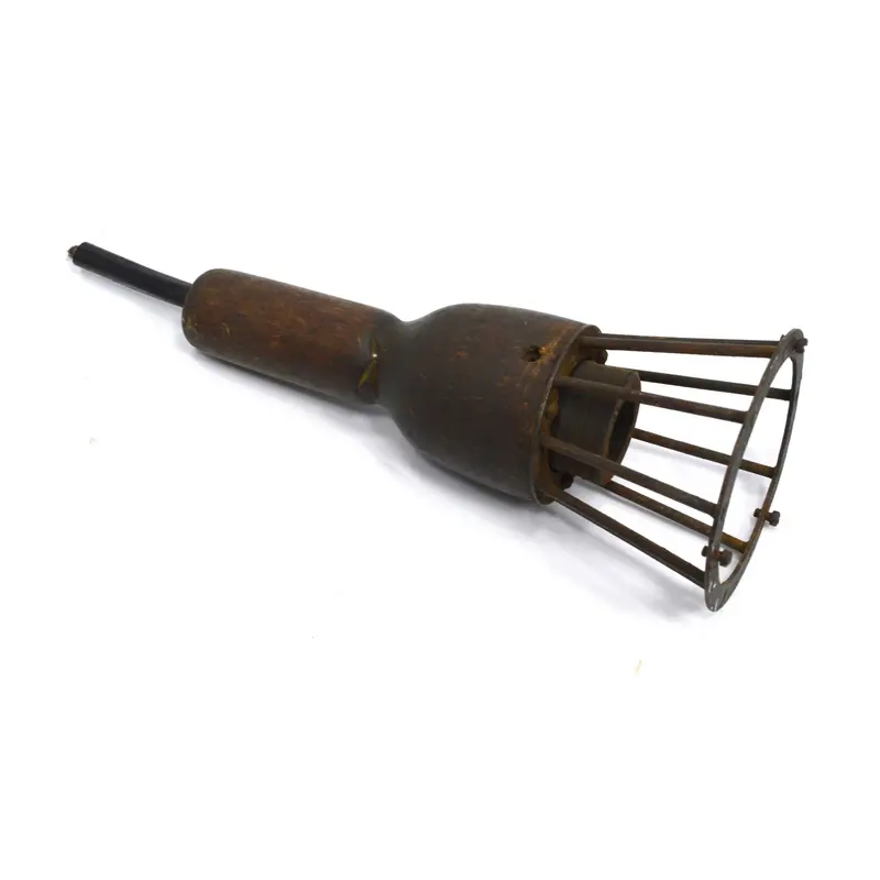 Vintage Workshop Extension Light — Medieval-Style Torch Design in Wood and Iron
