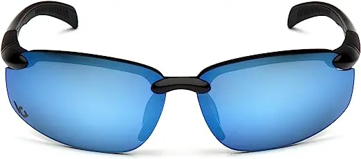 Waverton Sunglasses: Black Frame with Ice Blue Mirror Lens