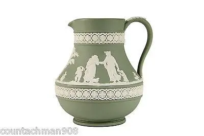 Wedgwood Olive Green Jasperware Pitcher – 5-Inch, Mint Condition English Porcelain