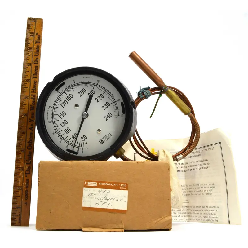 Wekslar Model 412-D Filled-System Dial Thermometer (4.5″) – Factory Fresh in Original Box with 5-Foot Capillary Line