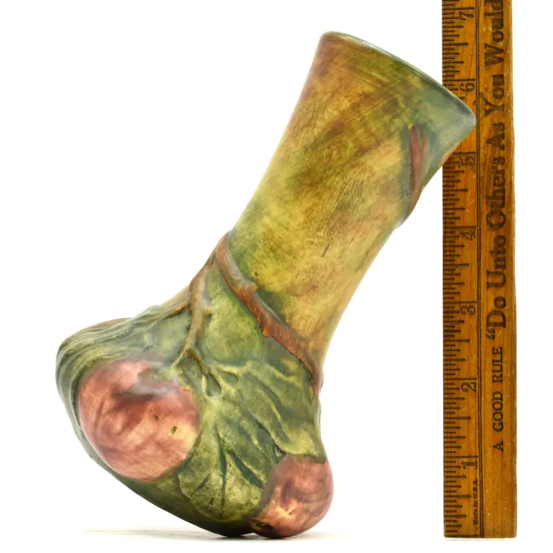 Weller Baldin Rose Bud Vase – 6″, Bulbous Shape, Apple Tree Motif, Circa 1915–1920