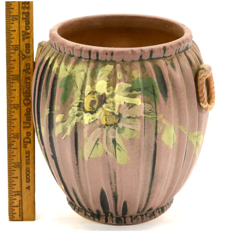 Weller Louella Vase – 6″, Ring Handles, Attributed to Rudolph Lorber, Matte Glazed