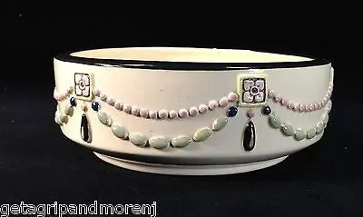 WELLER White Ceramic Bowl with Pink and Green Floral Accents