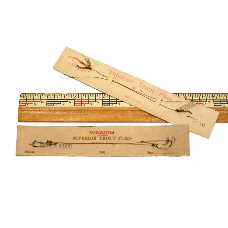 Winchester & S.P. Trout Fly Presentation Card – ‘Reuben Wood’ Pattern (No. 3201), Collectible Angling Artifact