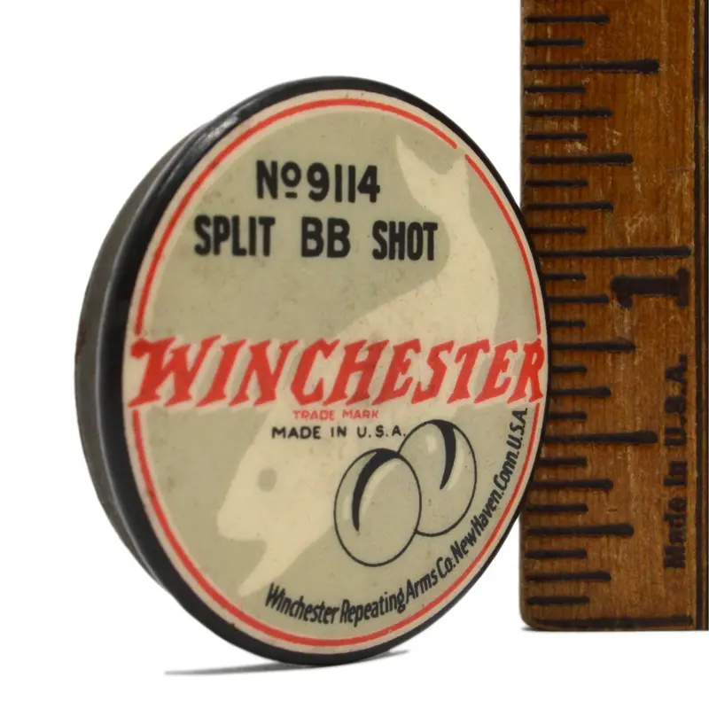 Winchester Split BB Shot Tin No. 9114 – Circa 1901 Whitehead & Hoag Packaging with Original BBs