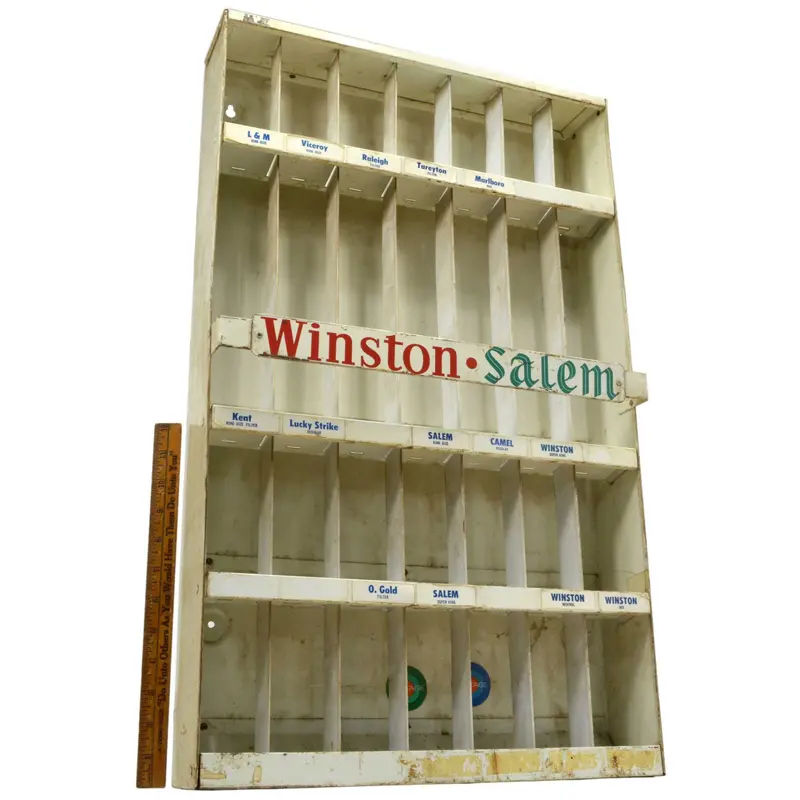 Winston-Salem Cigarette Advertising Rack – Vintage General Store Tobacco Display Fixture