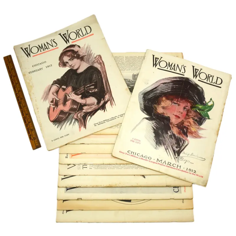 Woman’s World Magazine Set — 11 Issues from 1912 with 9 Preserved Covers