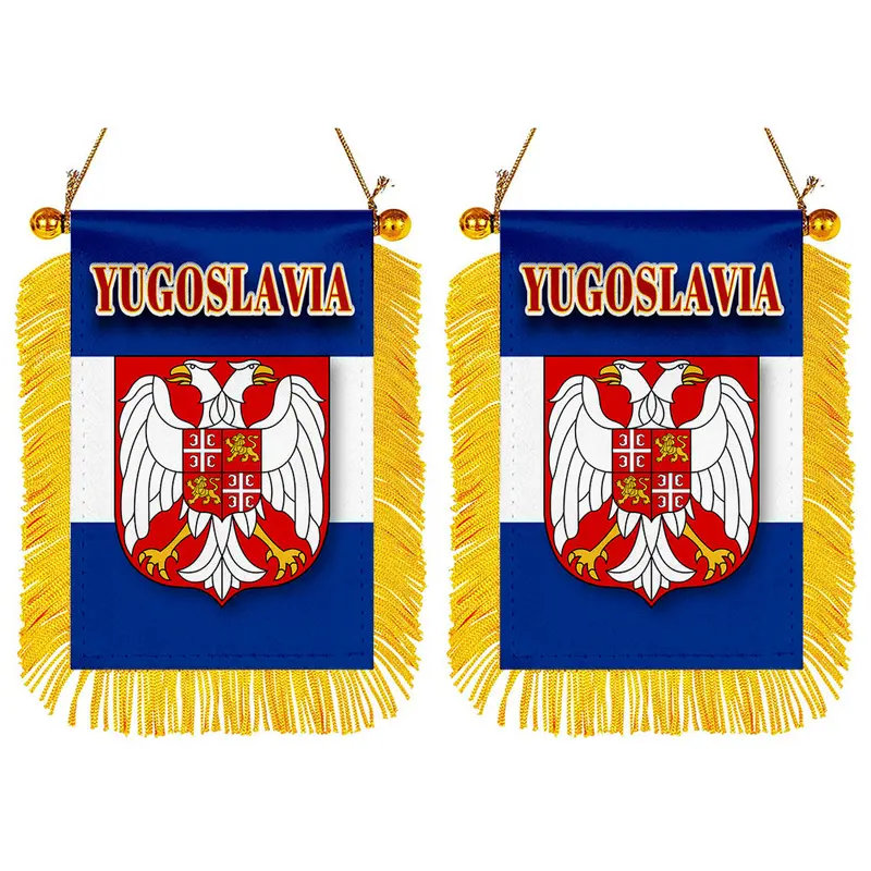 Yugoslavia Mini Rearview Mirror Flag Set – 2-Pack