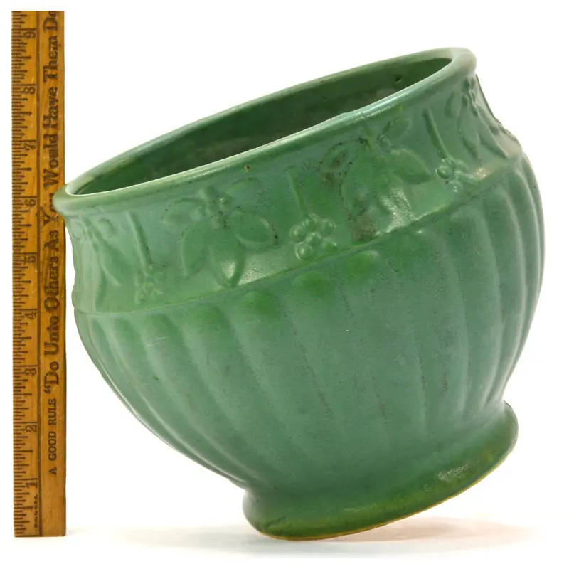 Zanesville Pottery Matte Green Jardinière – 7″ Arts & Crafts Planter Bowl